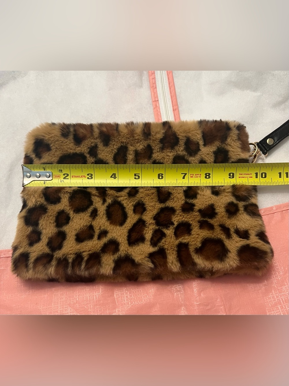Leopard Print Faux Fur Wristlet